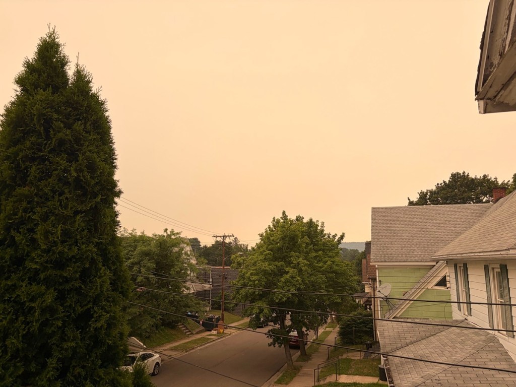 Canadian wildfire smoke over Binghamton