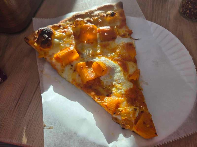 Spicy rigatoni pizza is one of the fusion foods in NYC highlighted here