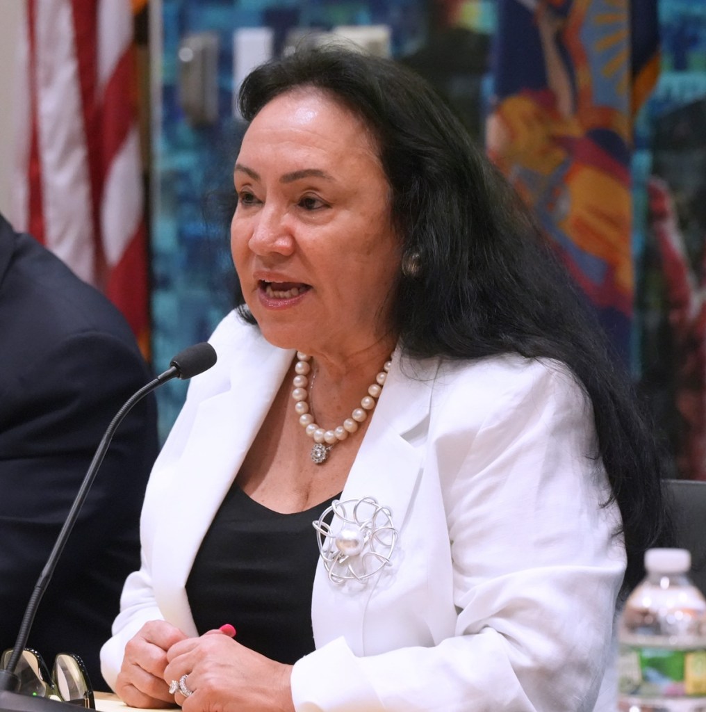 New York State Education Commissioner Betty Rosa speaks about the classroom robot